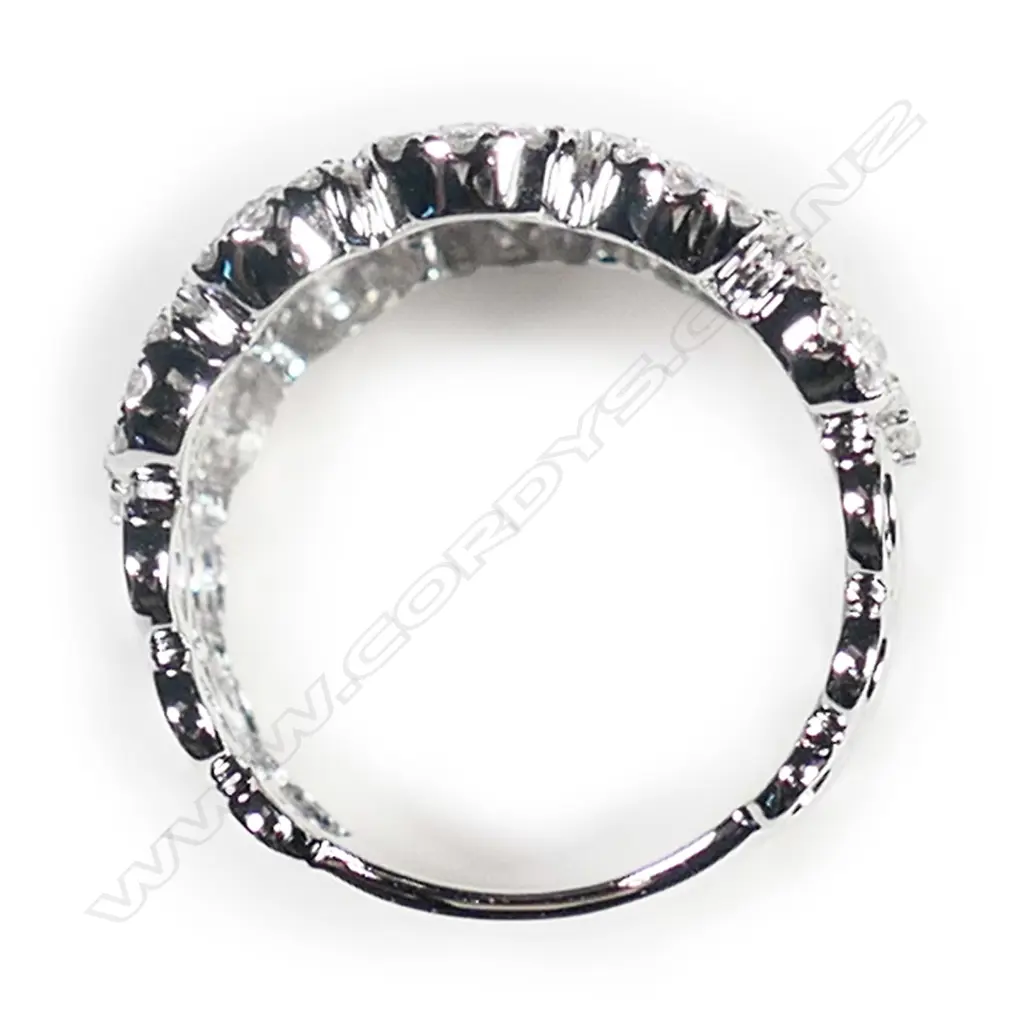 A stylish modern 18ct white gold and multi diamond dress ring, Image 1++