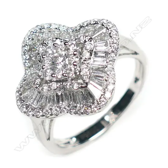 An 18ct white gold and multi diamond ring,
