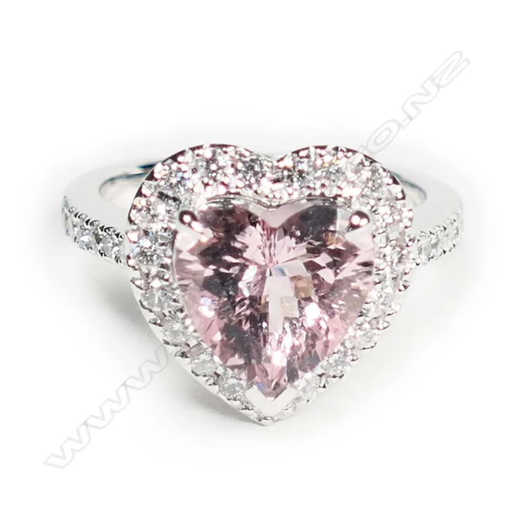 An 18ct white gold morganite and diamond cluster ring, Image 1++