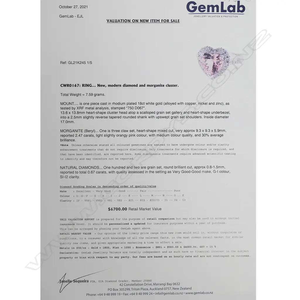 An 18ct white gold morganite and diamond cluster ring, Image 1++