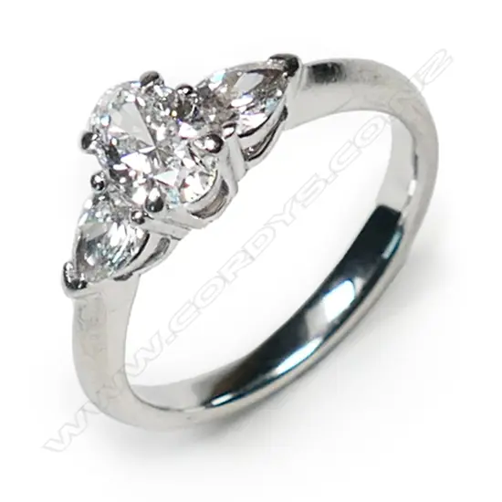 A platinum and diamond ring,