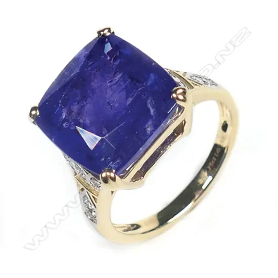 A 14ct gold, tanzanite and diamond cocktail ring,
