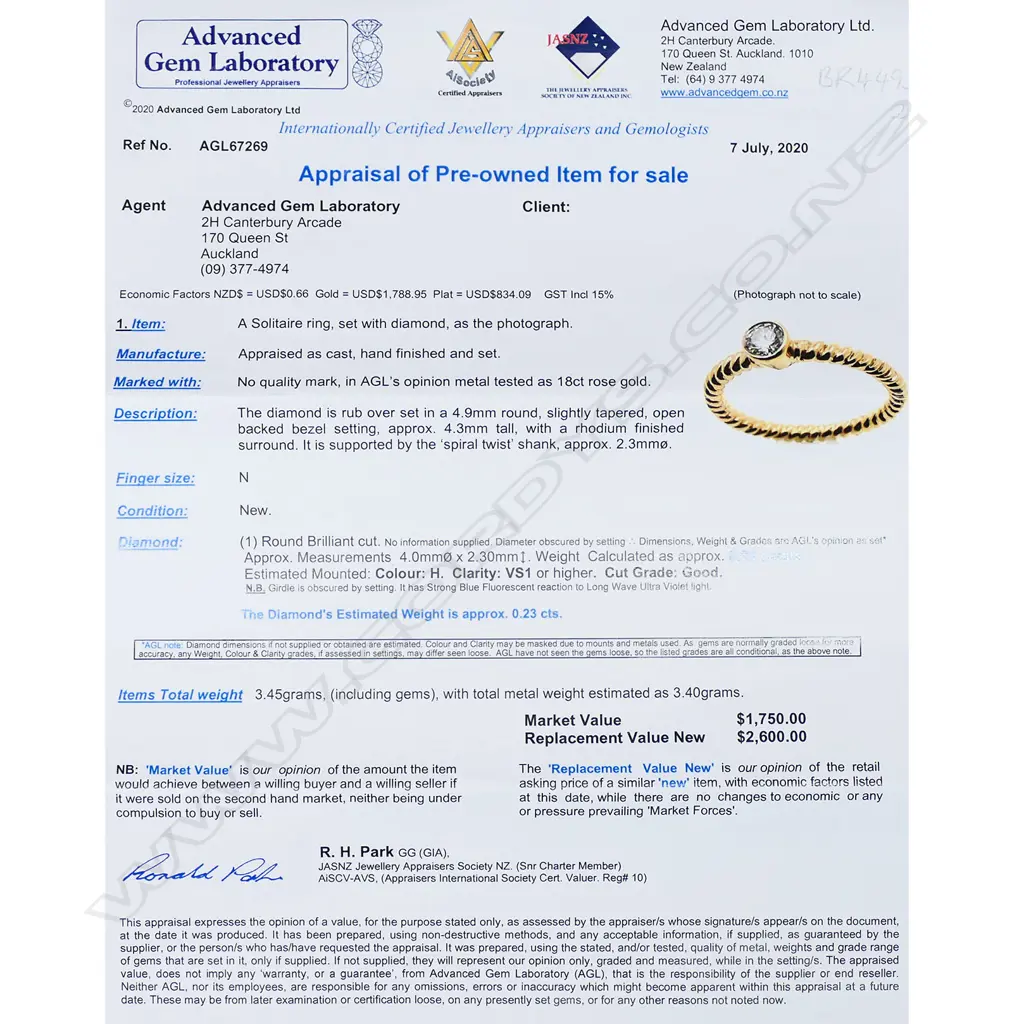 An 18ct gold and diamond solitaire ring, Image 1++