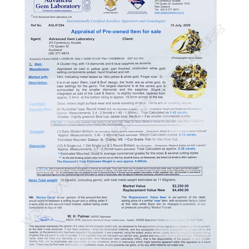 A retro 18ct gold sapphire and diamond cocktail ring, Image 1++