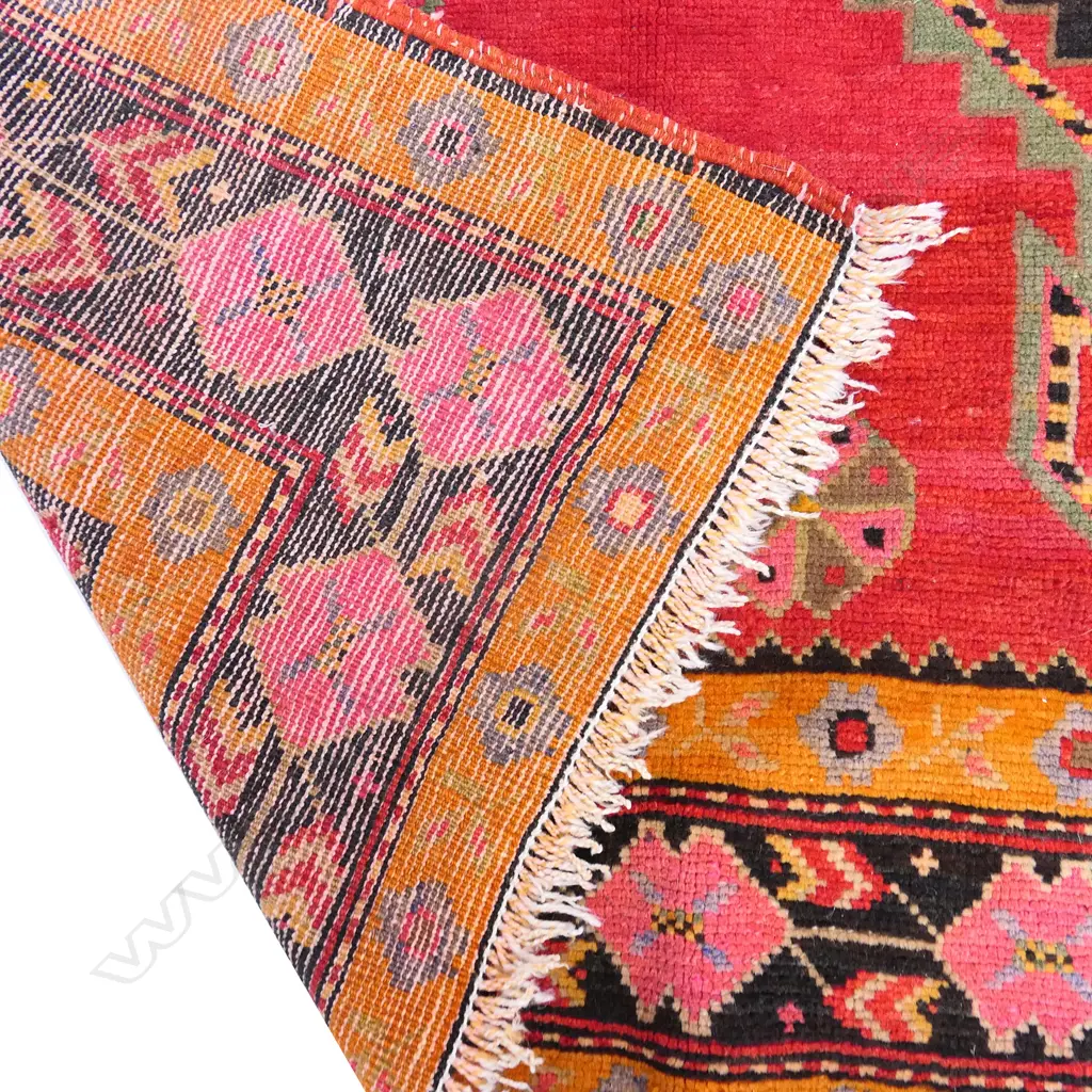 An antique hand knotted Caucasian broad runner, 280 x 143cm, Image 1++