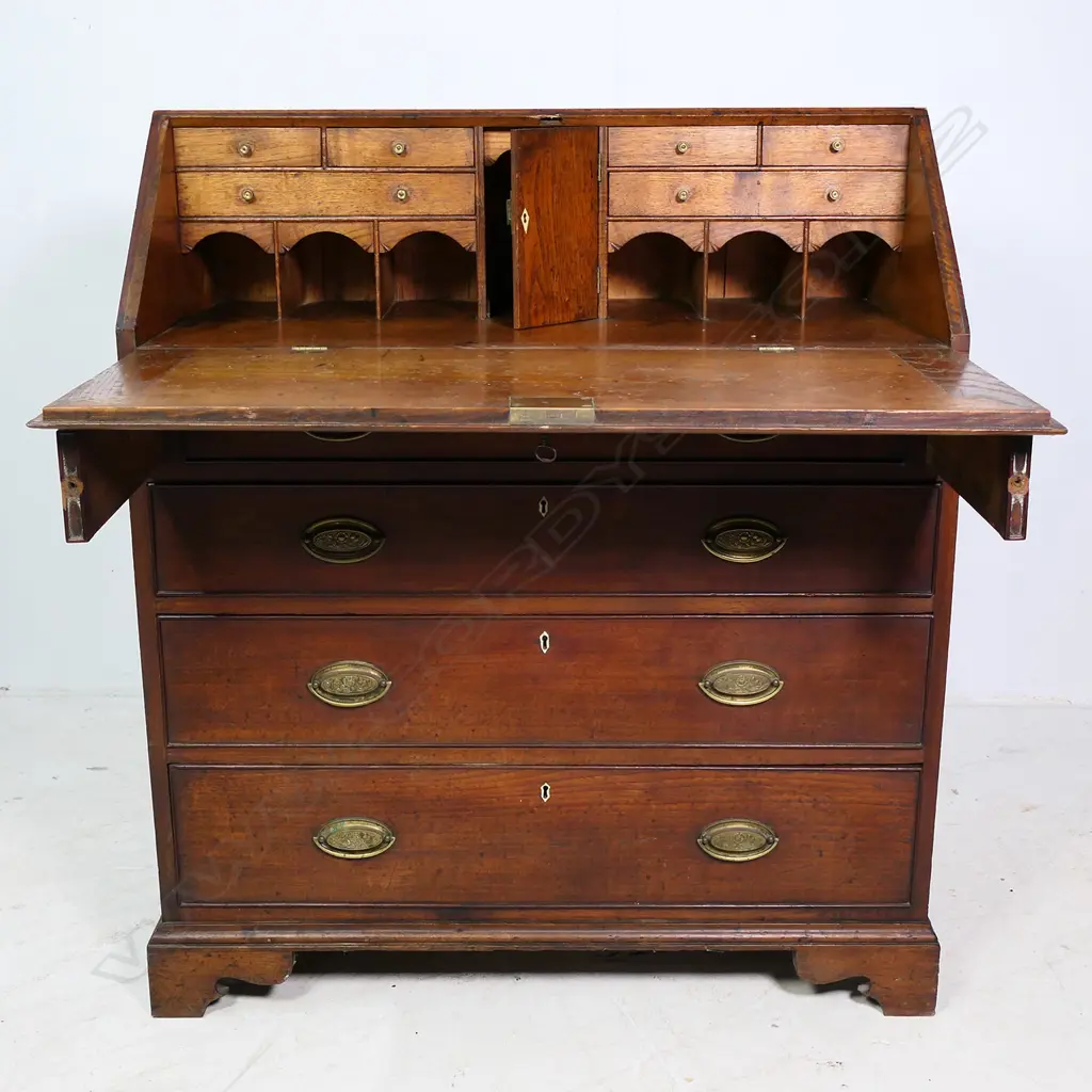 A Georgian mahogany fall front bureau, Image 1++