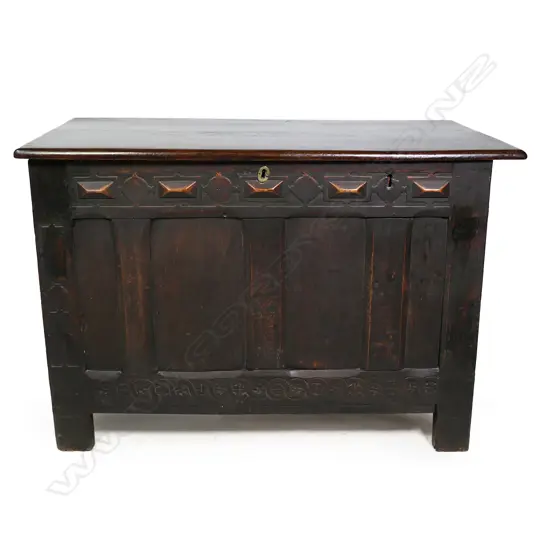 An 18thC oak coffer,