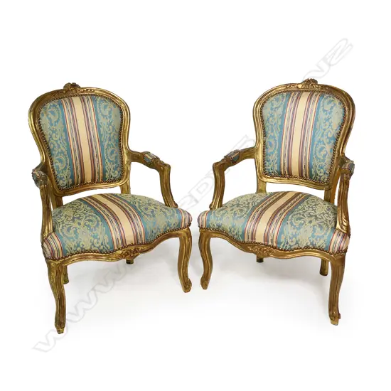 A pair of Louis XVI style fauteuils