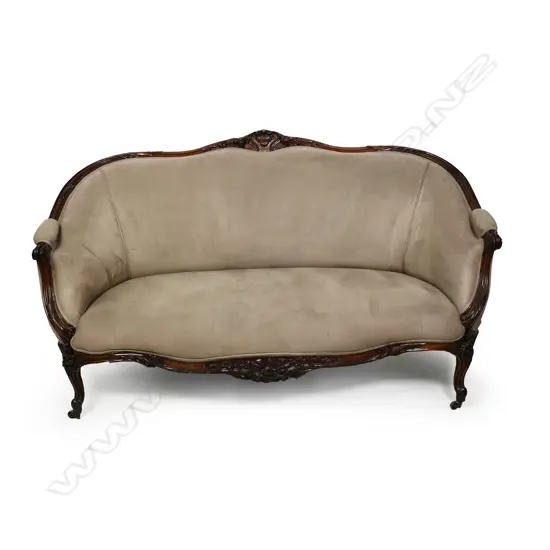 A 19thC walnut framed canapé,