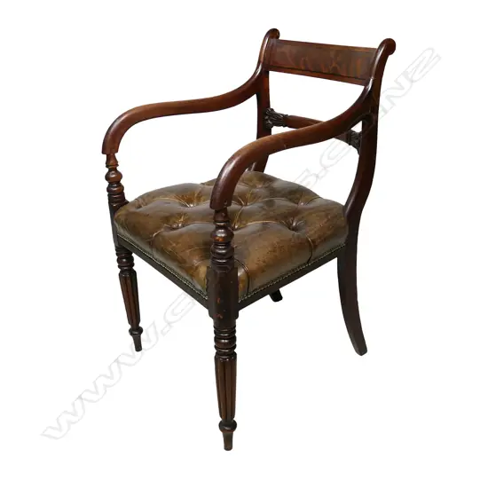 A Regency mahogany bar back carver armchair,
