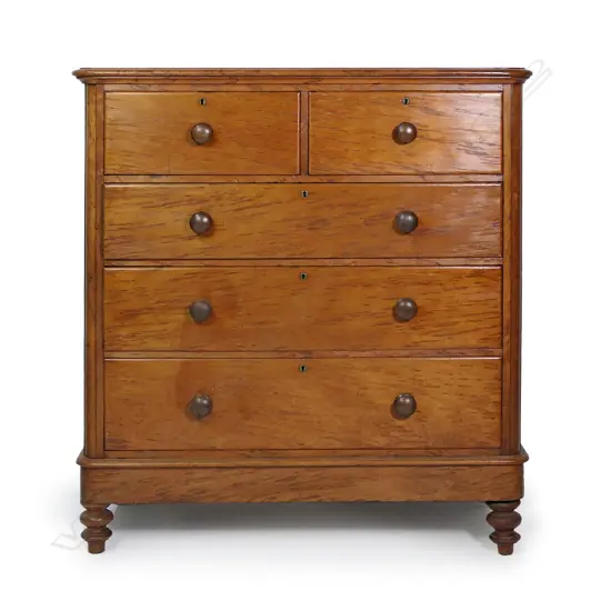 A colonial solid mottled kauri scotch chest,