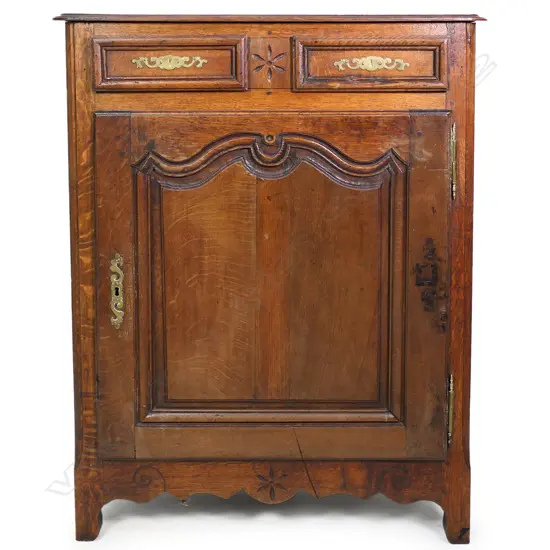 A 19thC French country oak side cupboard,