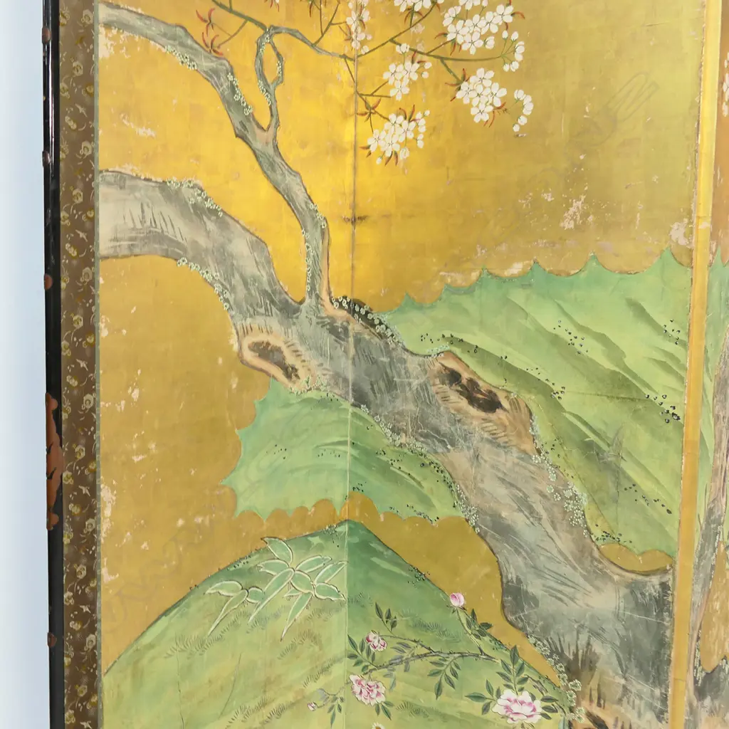 A large Japanese 19thC six panel screen, Image 1++