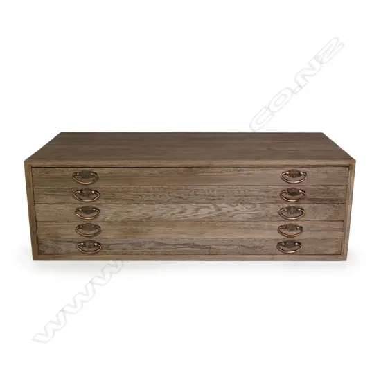 A mid 20thC Japanese set of paulownia wood plan drawers,