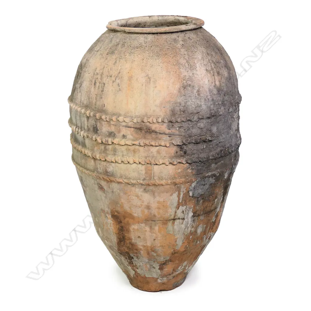 An old European terracotta tall olive oil storage jar, Image 1++