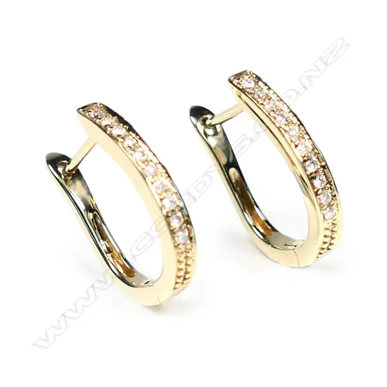 A pair of 9ct yellow gold and diamond hoop earrings