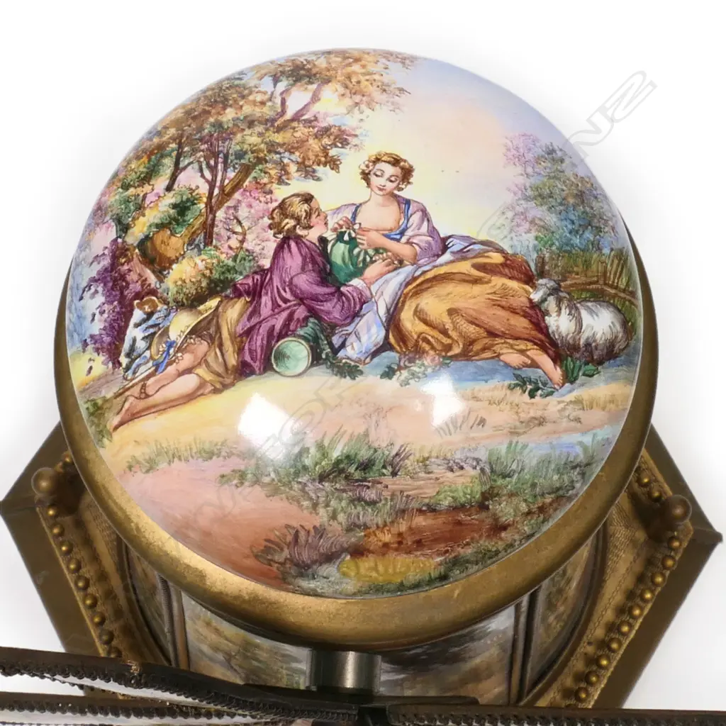 An early 20thc Austrian gilt metal and enamel windmill jewellery music box, Image 1++