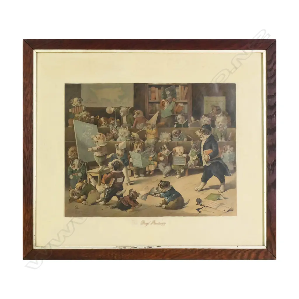 Two vintage prints of Louis Wain cats and dogs, Image 1++