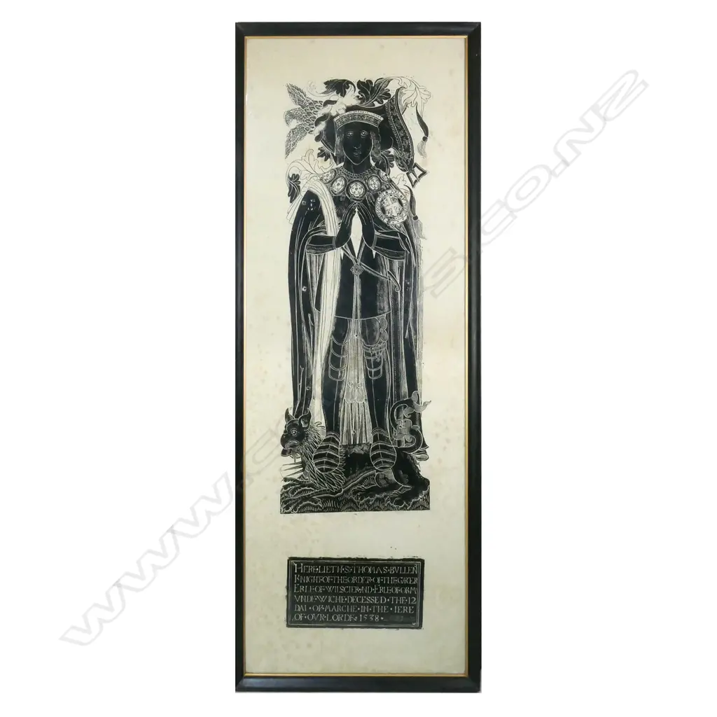 An impressive English vintage brass rubbing, of Thomas Boleyn (Bullen), 1st Earl of Wiltshire, Image 1++
