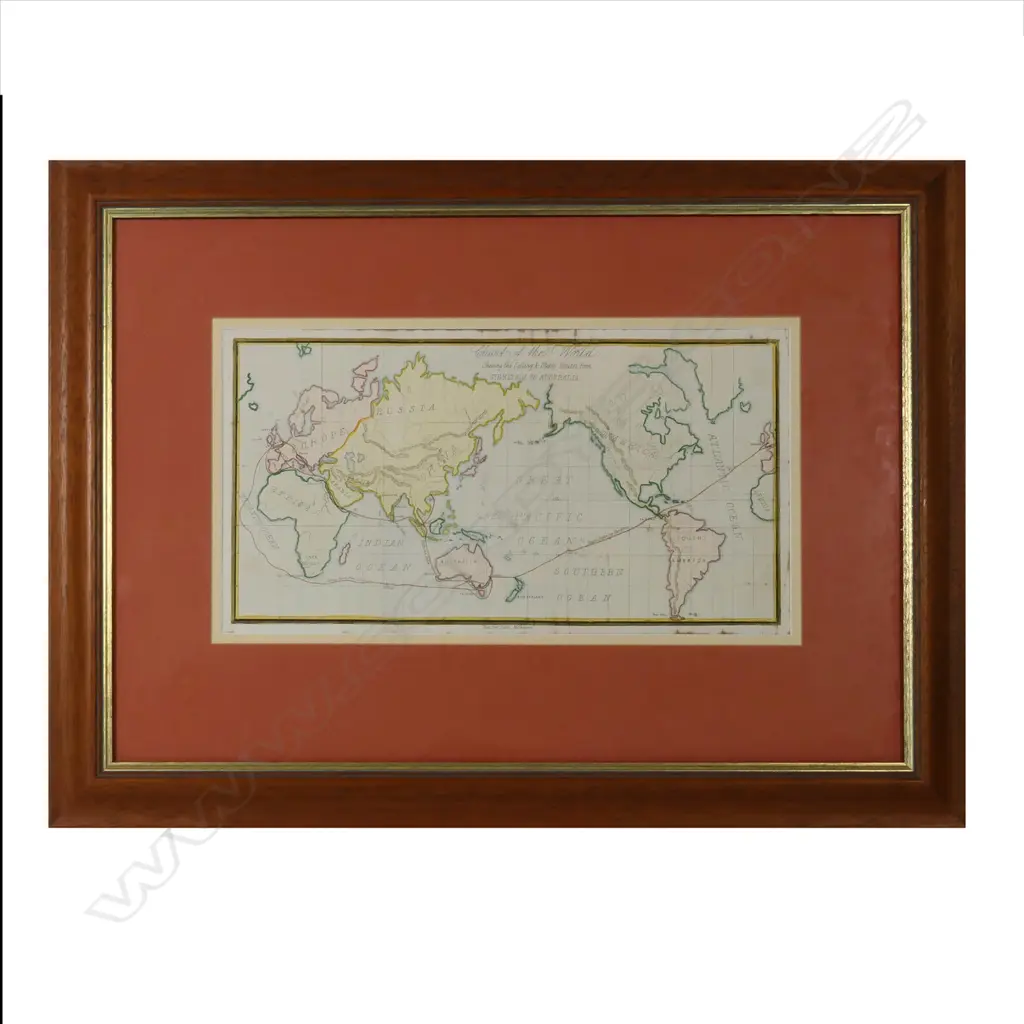 A framed map ‘Charts of the World Shewing the Sailing & Steam Routes, from Gt. Britain To Australia’ Image 1++