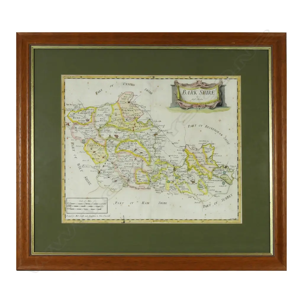 A 17thC framed map of Bark Shire, (Berkshire) by Robert Morden (c.1650-1703) Image 1++