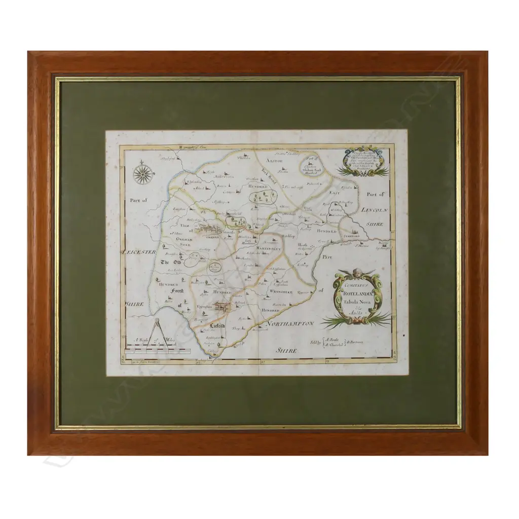 A framed county map of Rutland, (the smallest historical county of England) Image 1++