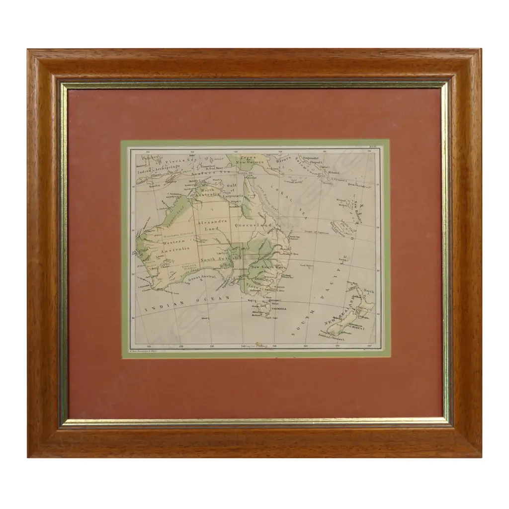 A framed map of Australia and New Zealand Image 1++