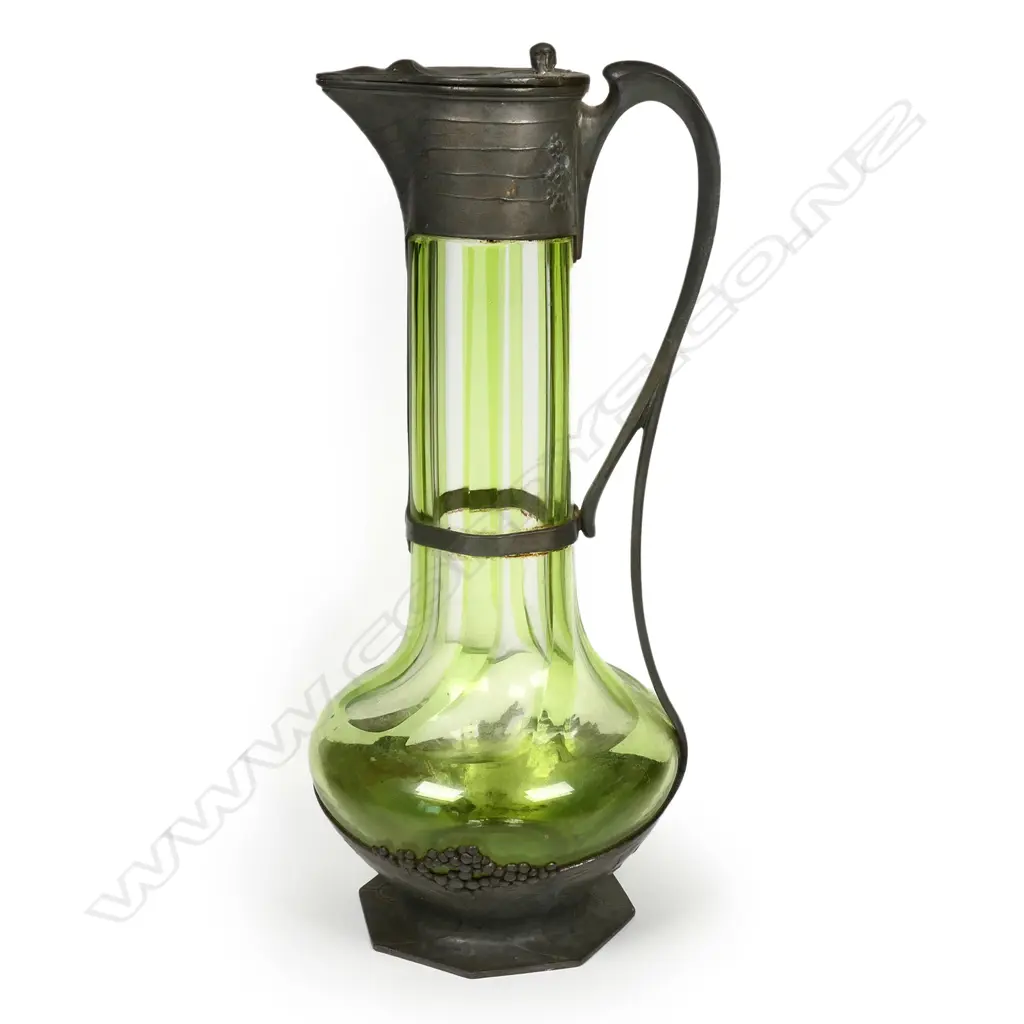 An early 1900s Orivit pewter and glass claret jug, Image 1++