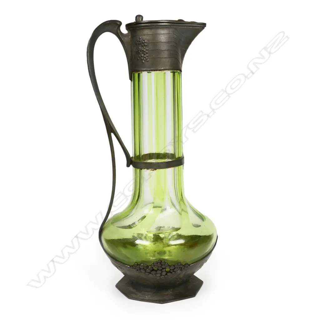 An early 1900s Orivit pewter and glass claret jug, Image 1++