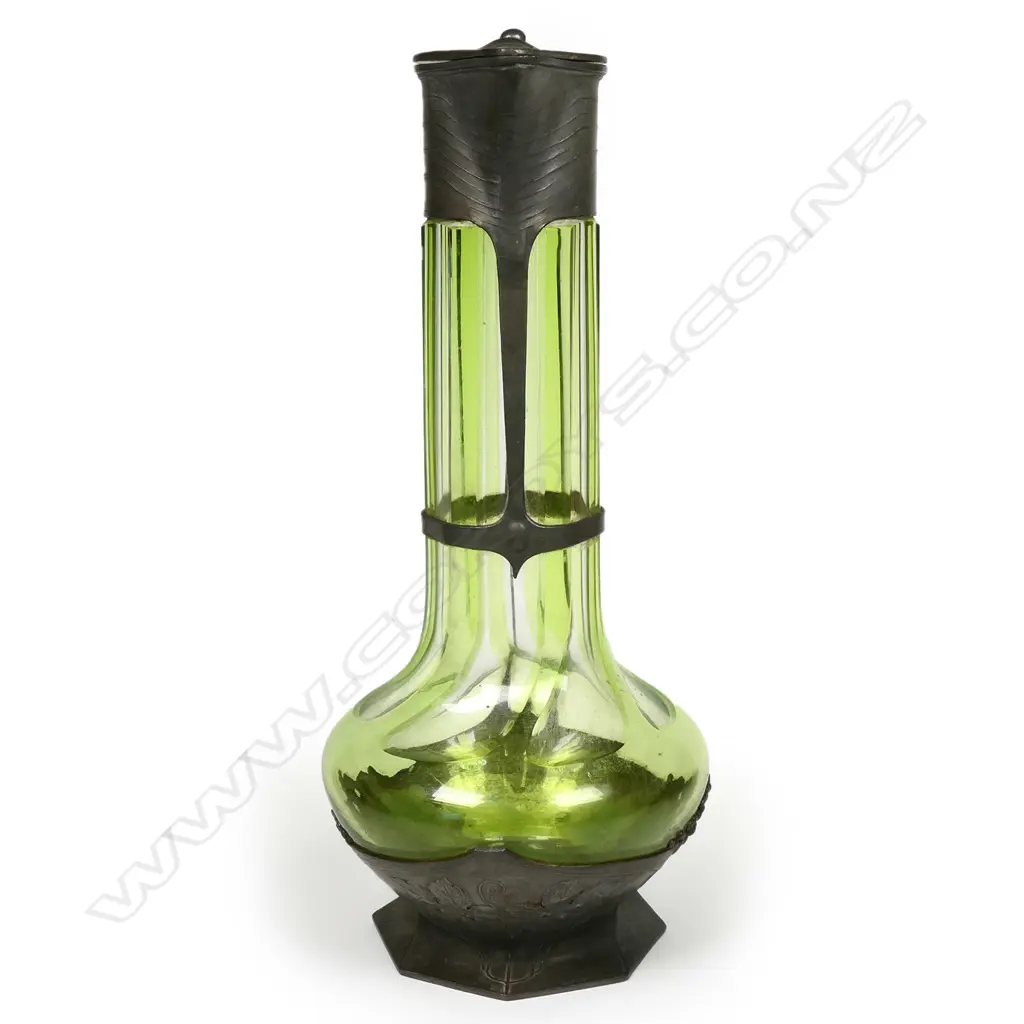 An early 1900s Orivit pewter and glass claret jug, Image 1++
