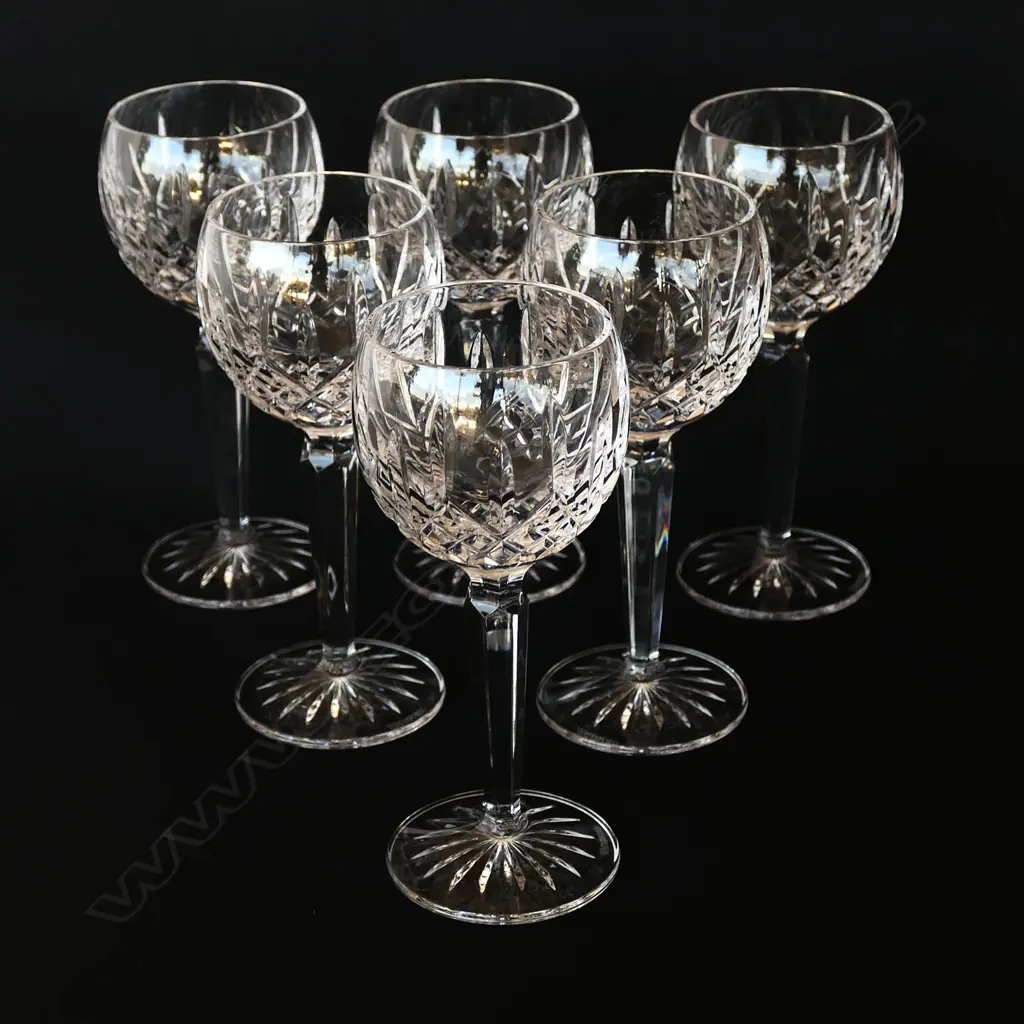 A set of six Waterford crystal Lismore hock glasses, Image 1++