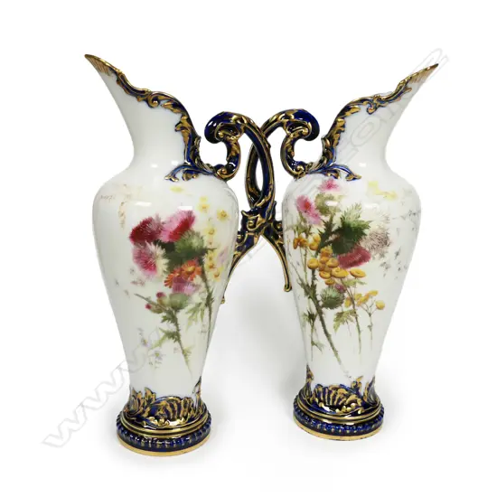 A pair of quality Worcester ewers by Edward Raby,