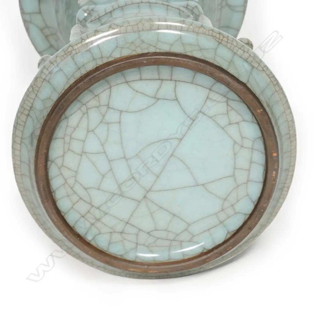 A Chinese celadon crackle glaze gu form vase Image 1++