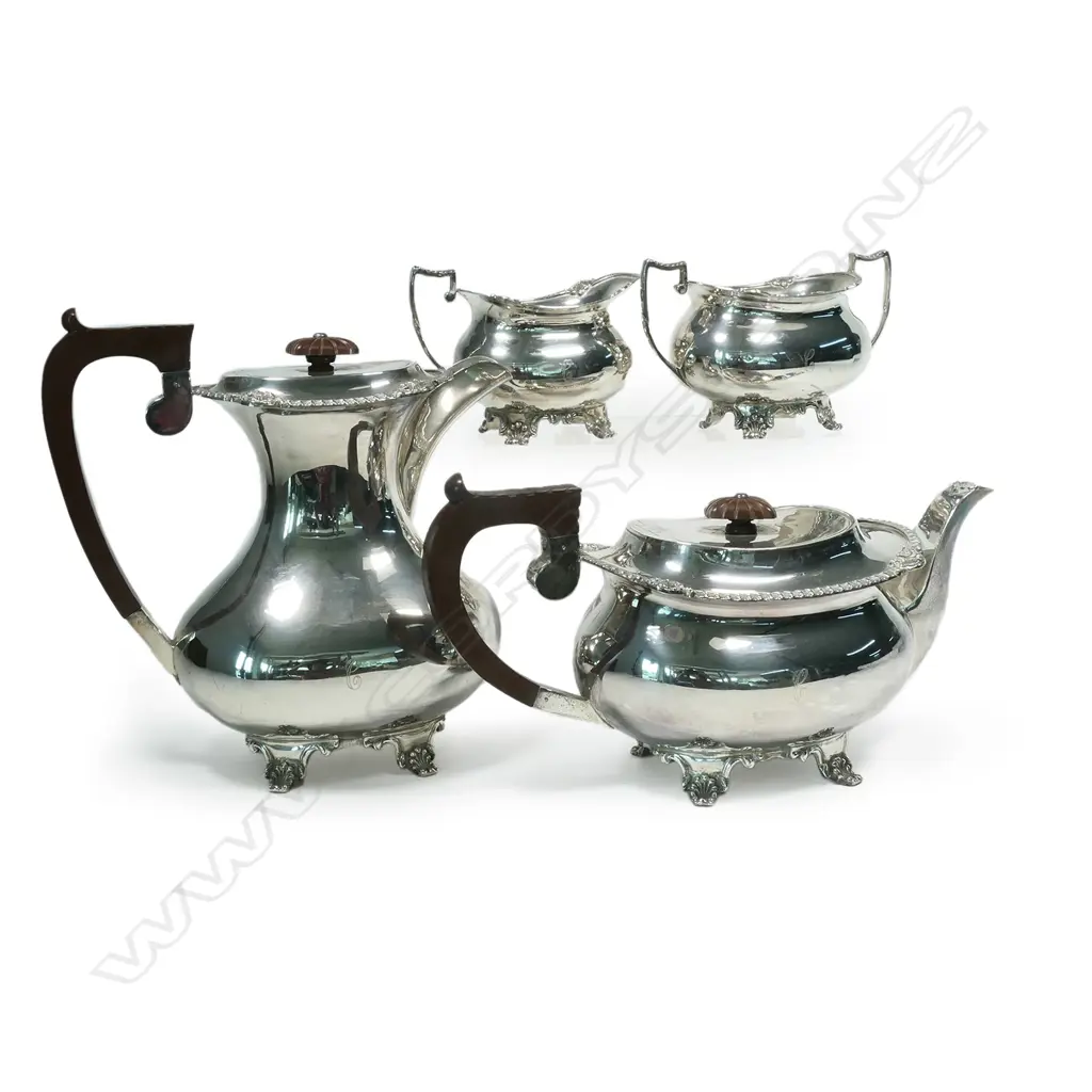 A Georgian revival four-piece silver tea service, Image 1++