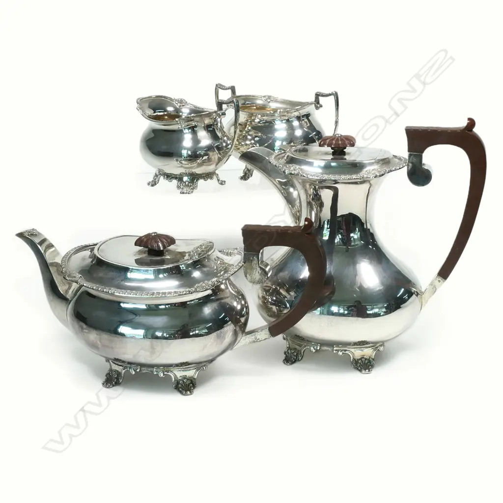 A Georgian revival four-piece silver tea service, Image 1++