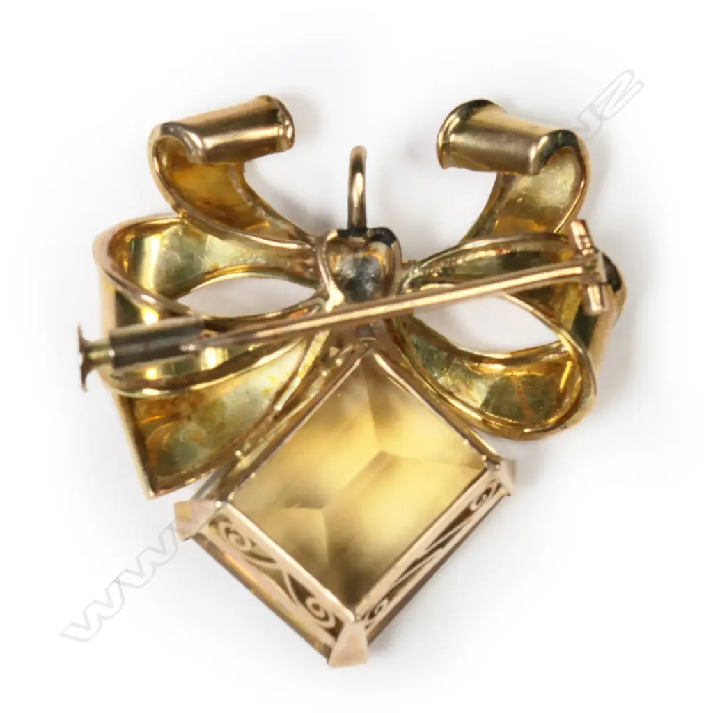 A retro 9ct rose gold and citrine brooch, Image 1++