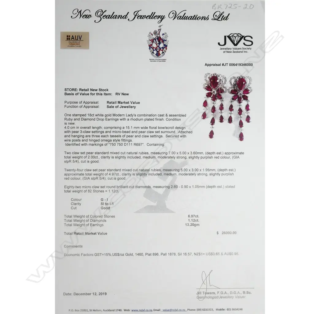 A pair of 18ct white gold, diamond and ruby chandelier drop earrings, Image 1++
