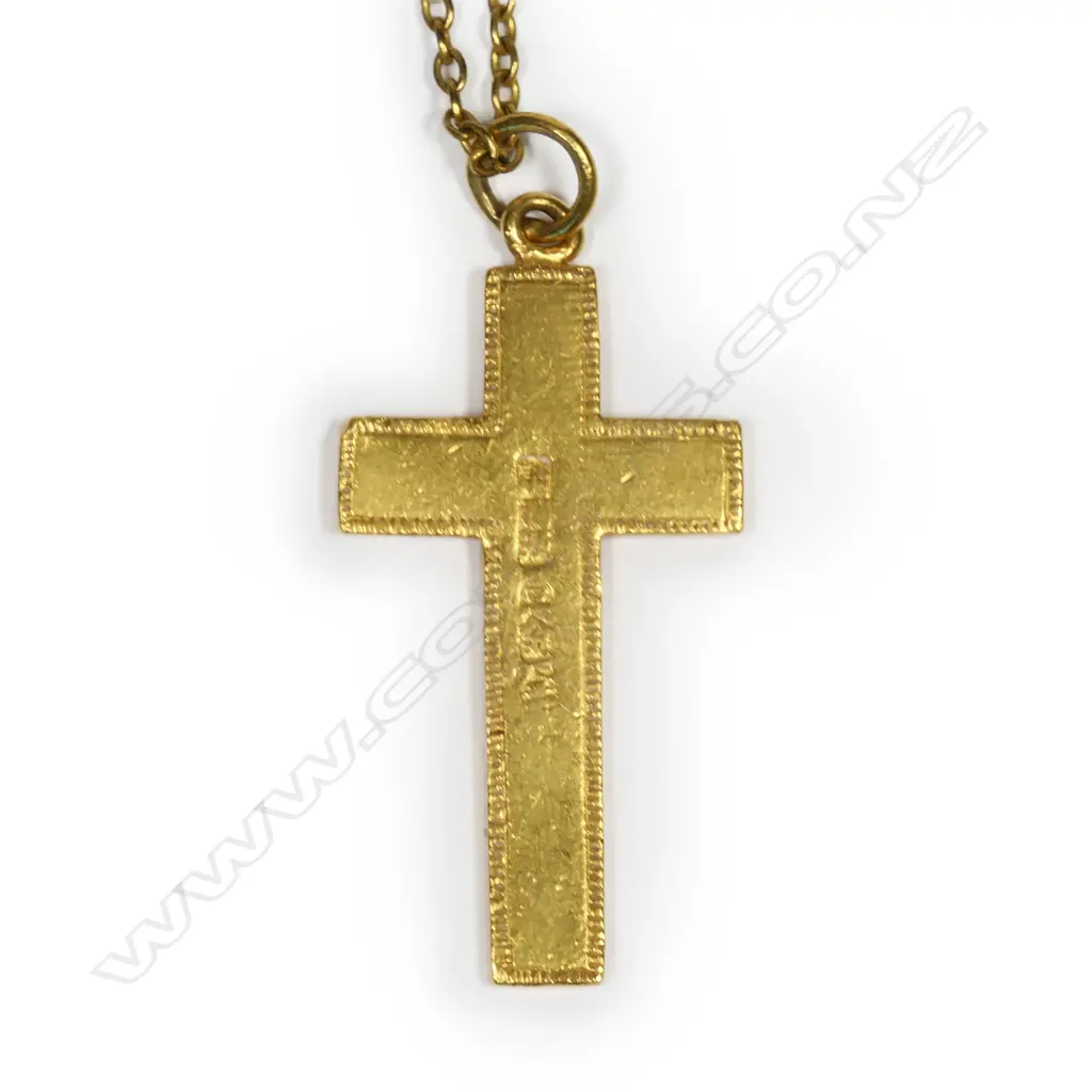 A 22ct gold cross on chain, Image 1++
