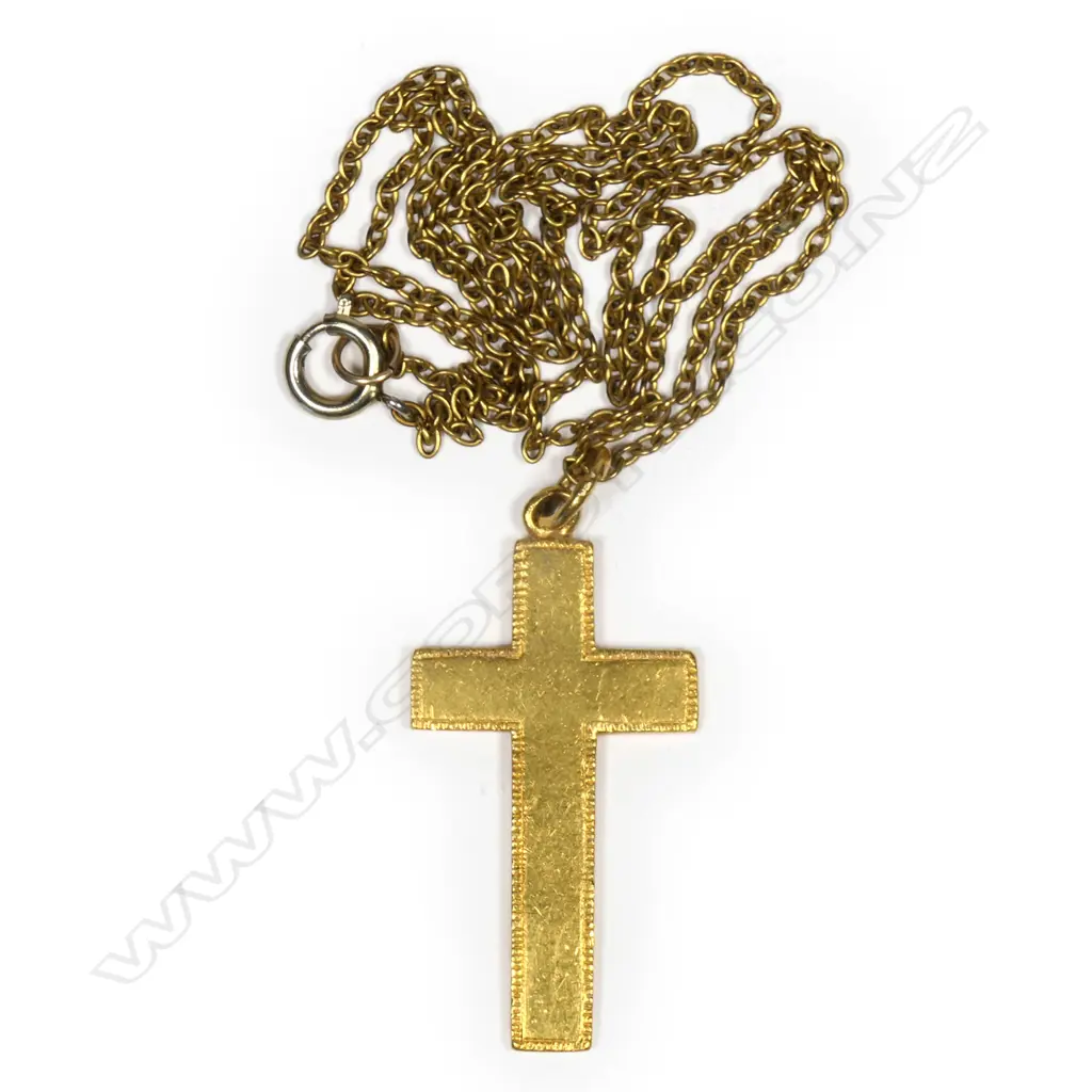 A 22ct gold cross on chain, Image 1++