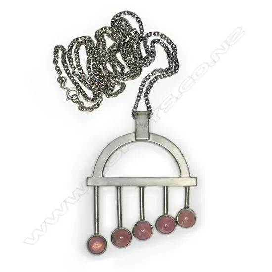 A retro Jorgen Jensen pewter necklace,