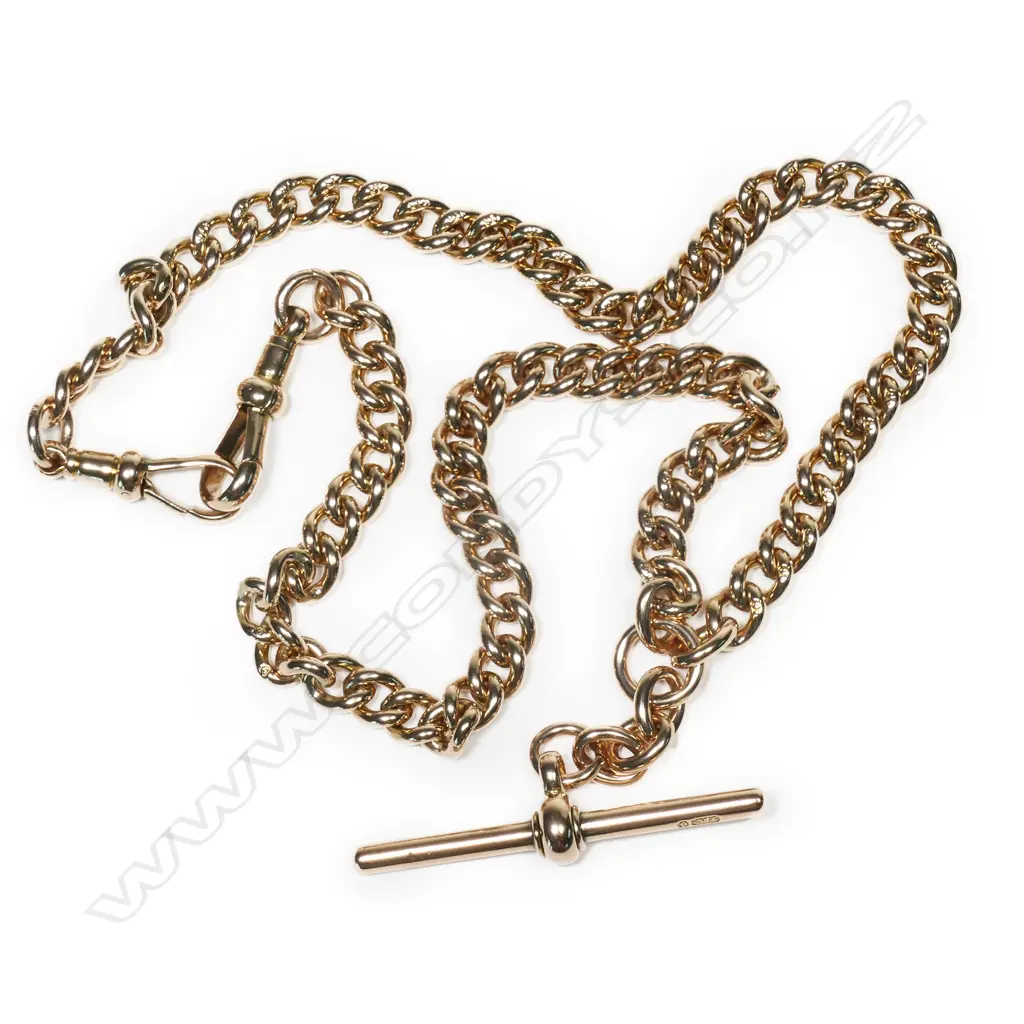 A good c.1900 9ct gold curb link fob chain, Image 1++