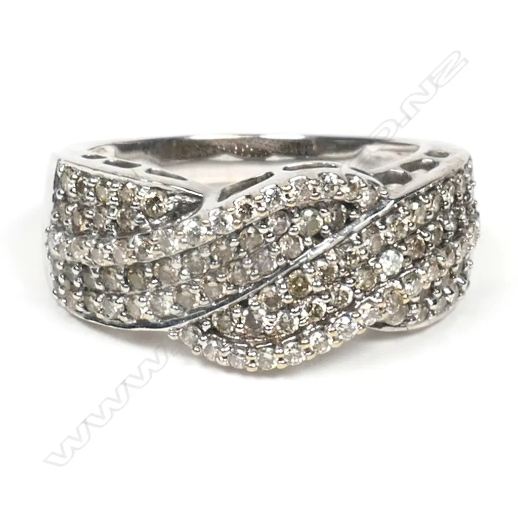 An 18ct white gold and multi diamond dress ring, Image 1++