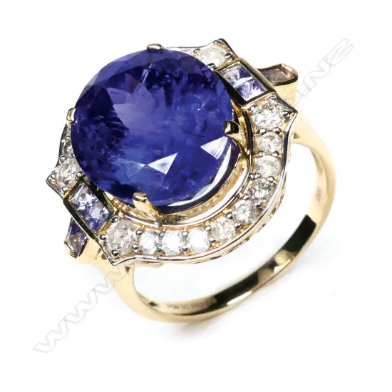 A 14ct gold, tanzanite and diamond cocktail ring,