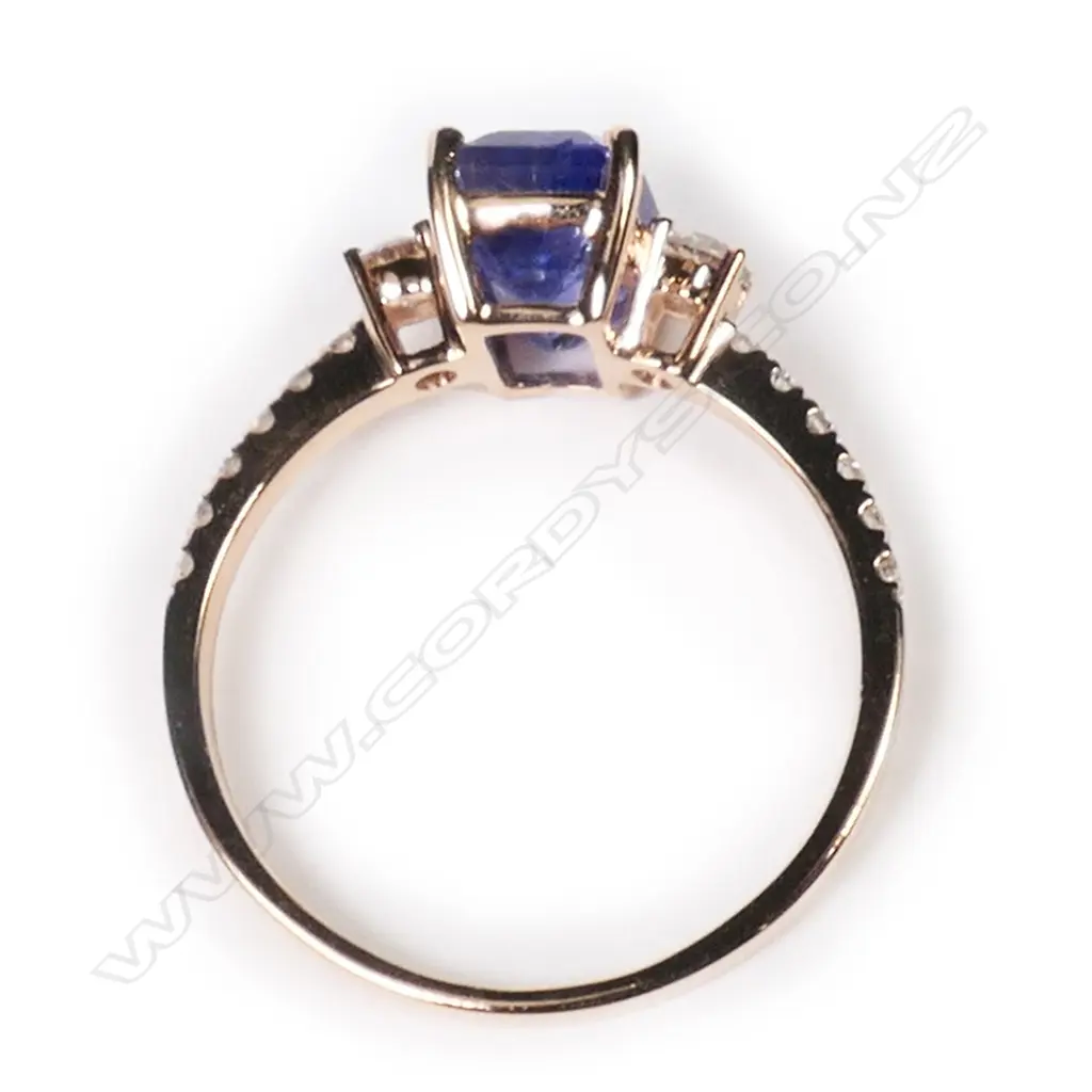 A 14ct rose gold, tanzanite and diamond ring, Image 1++