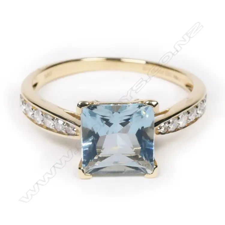 A 14ct gold, aquamarine and diamond, Image 1++