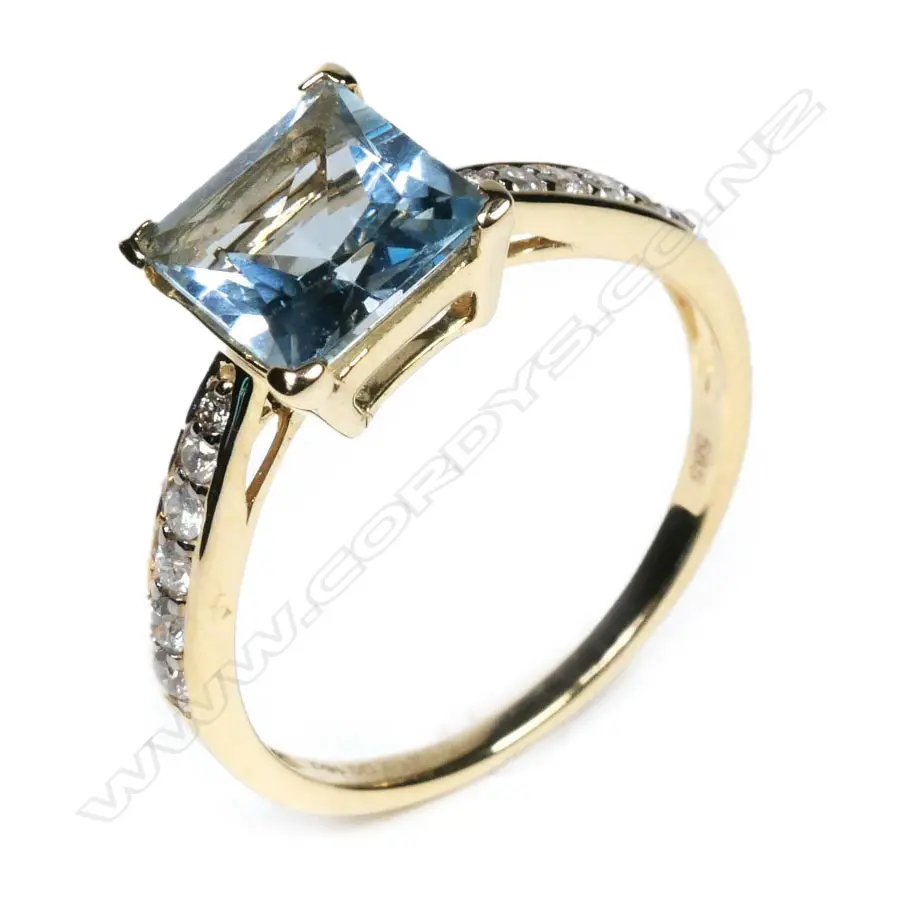 A 14ct gold, aquamarine and diamond, Image 1++