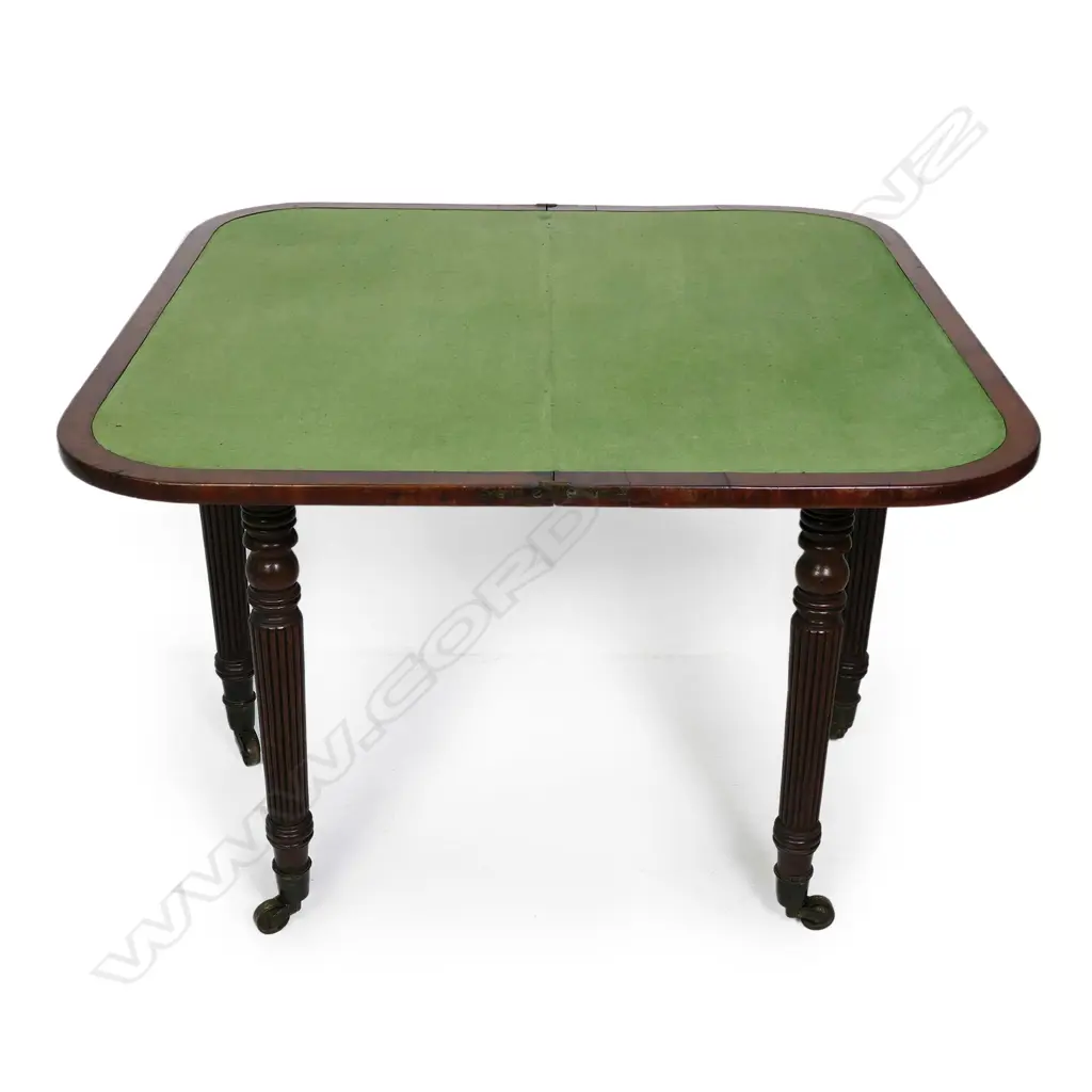 A Regency flame mahogany card table, Image 1++