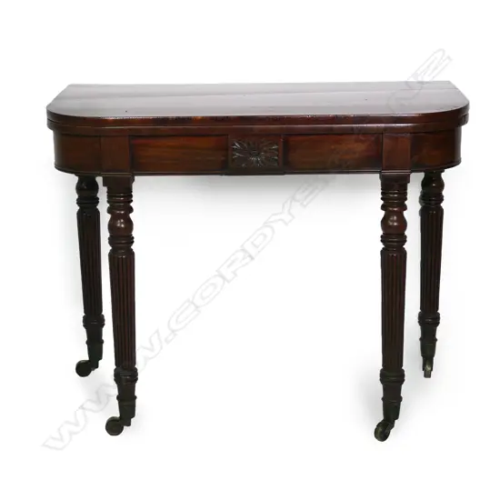 A Regency flame mahogany card table,