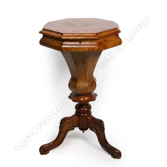 A Victorian walnut work box,
