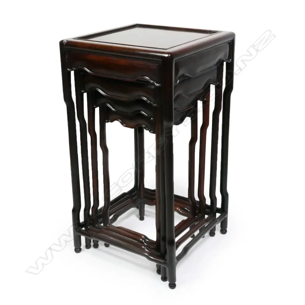 A set of four Chinese rosewood nesting tables, Image 1++